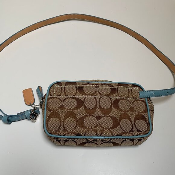 Rare Vintage Coach Blue Suede and Logo Fabric Belt bag - Picture 2 of 12